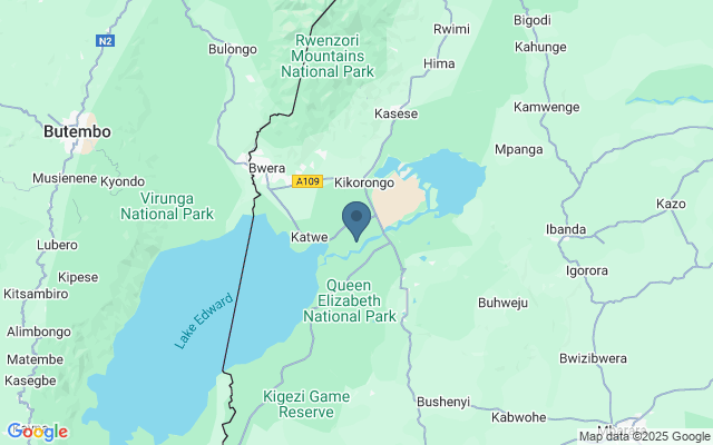 Kaart met locatie Queen Elizabeth National Park